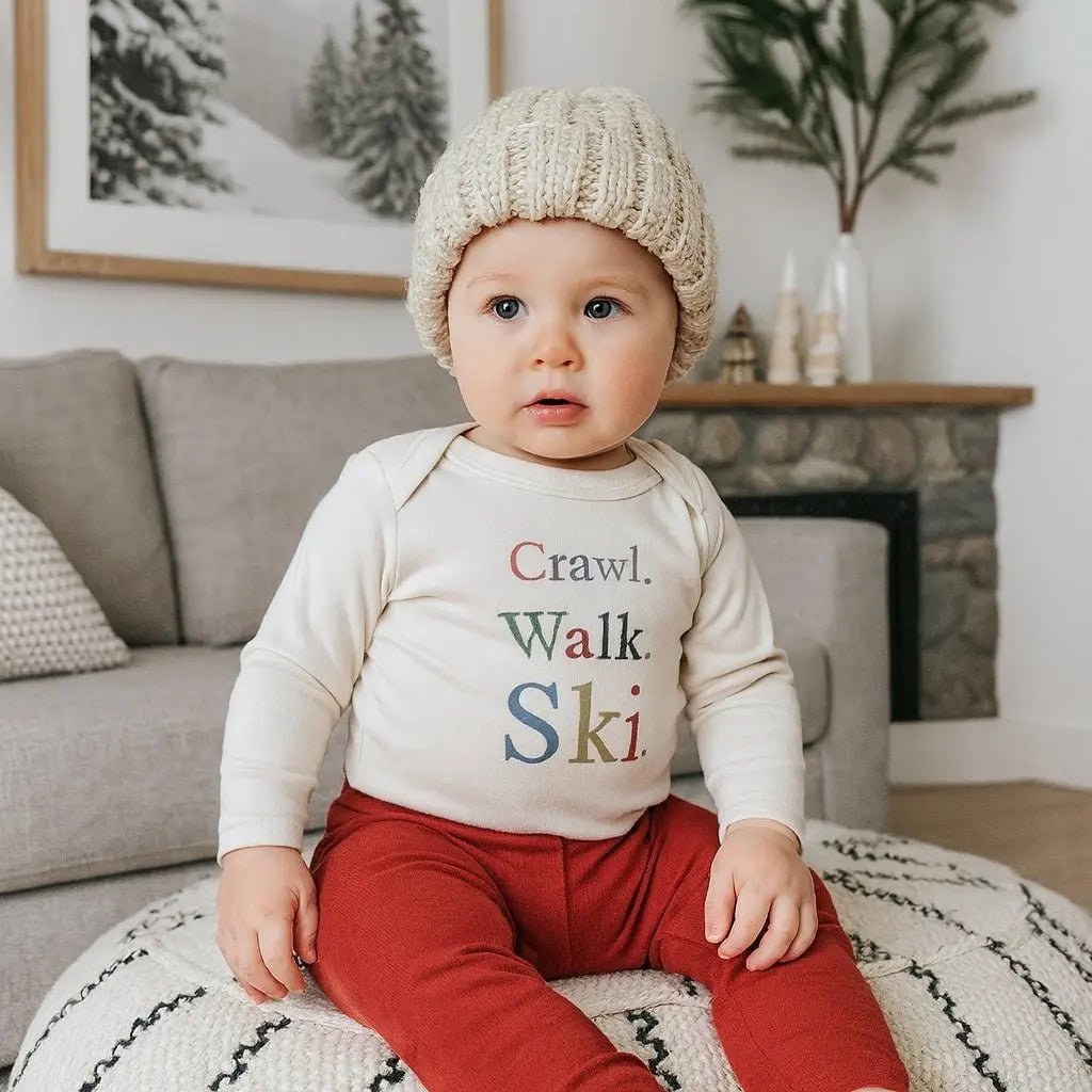 Finn + Emma long sleeve graphic bodysuit | crawl walk ski - 