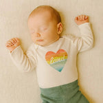 Finn + Emma long sleeve graphic bodysuit | loved rainbow heart - 