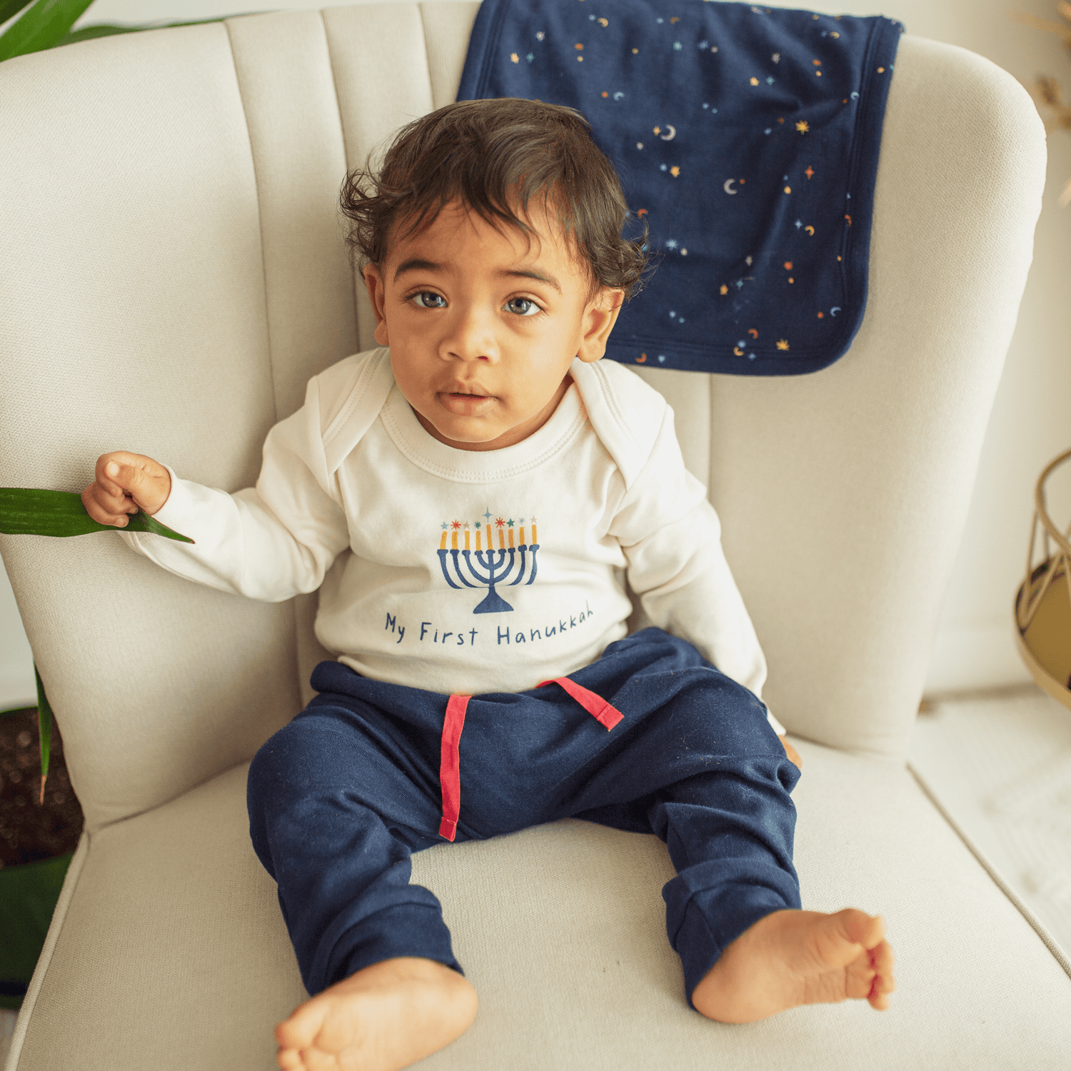 Finn + Emma long sleeve graphic bodysuit | my first hanukkah - 