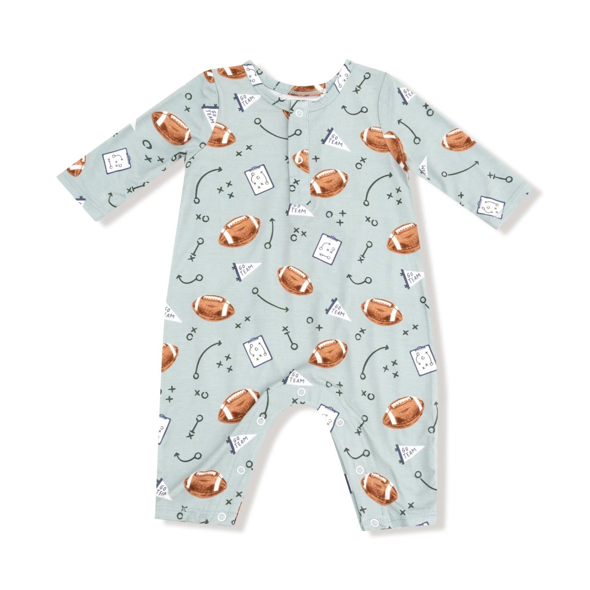 Angel Dear Long Sleeve Henley Romper for Baby in Soft Viscose from Bamboo - Everetts Place Boutique - 