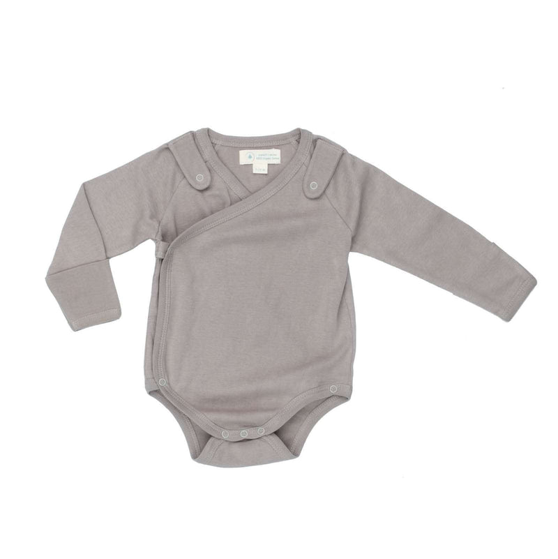 Long Sleeve Kimono Bodysuit + Bib - Gray - Everetts Place: Online Boutique - Baby Clothing