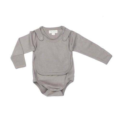 Long Sleeve Kimono Bodysuit + Bib - Gray - Everetts Place: Online Boutique - Baby Clothing