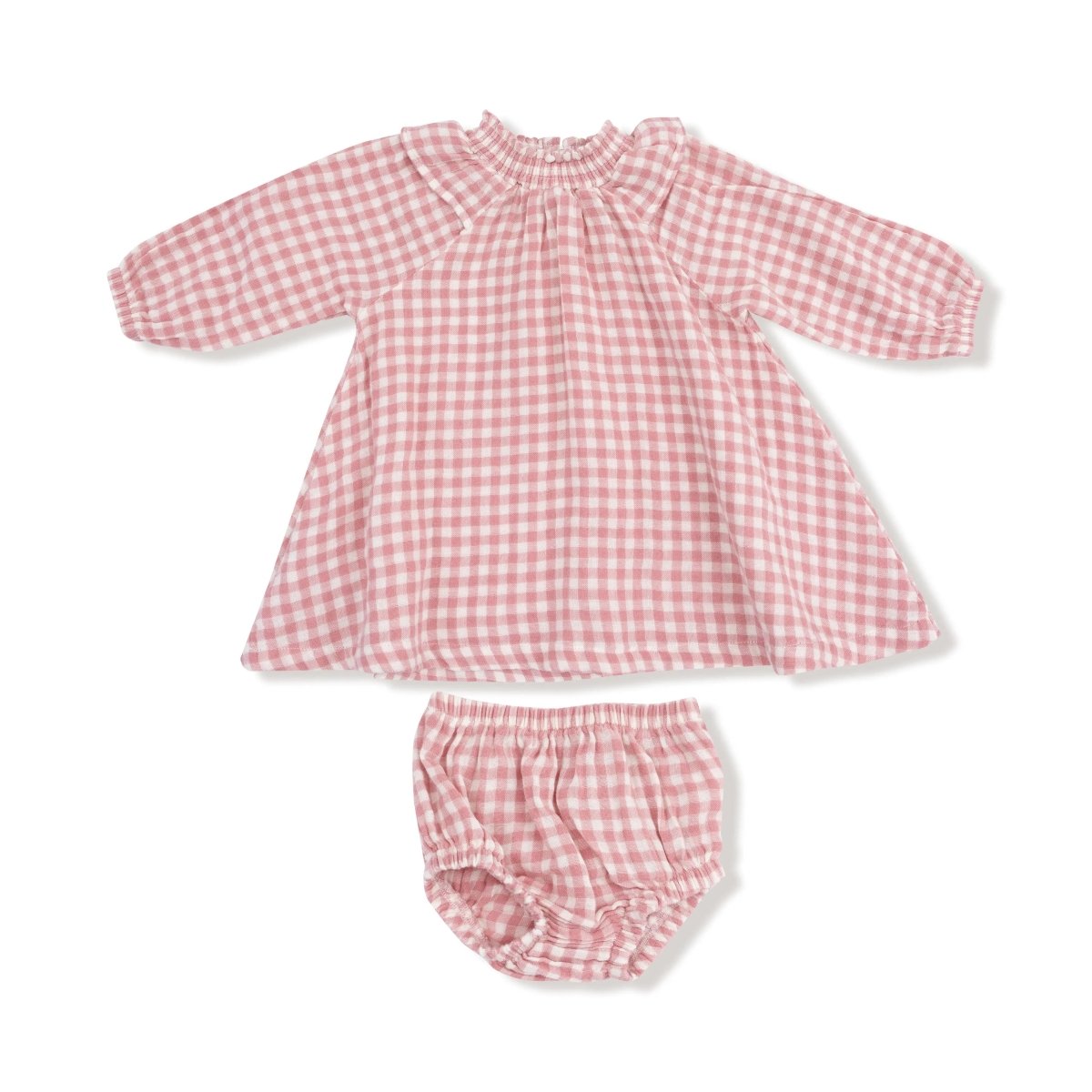 Angel Dear Long Sleeve Ruffle Smocked Neck Dress and Diaper Cover - Everetts Place Boutique - 