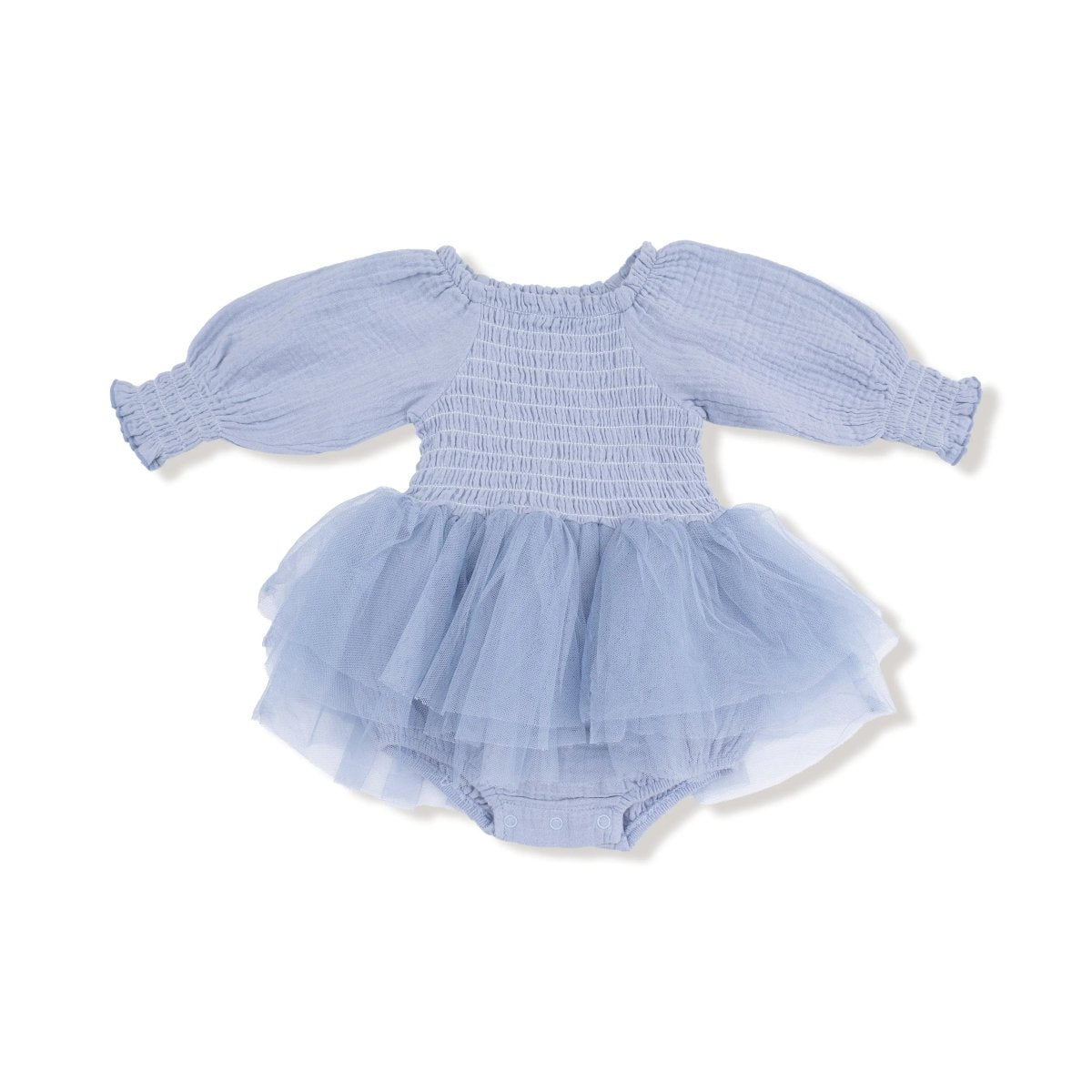 Angel Dear Long Sleeve Smocked Bubble With Tutu Romper For Baby - Everetts Place Boutique - 