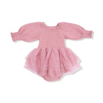 Angel Dear Long Sleeve Smocked Bubble With Tutu Romper for Baby Girls - Everetts Place Boutique - 