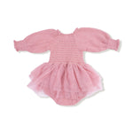 Angel Dear Long Sleeve Smocked Bubble With Tutu Romper for Baby Girls - Everetts Place Boutique - 