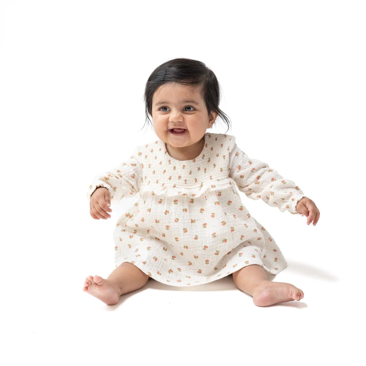 Angel Dear Long Sleeve Smocked Ruffle Bubble Skirt Organic Cotton - Everetts Place Boutique - 