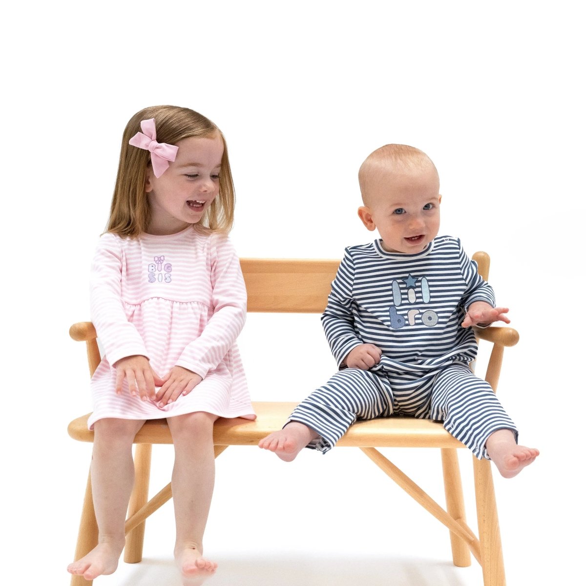 Angel Dear Long Sleeve Striped Play Dress With Big Sis Applique - Everetts Place Boutique - 