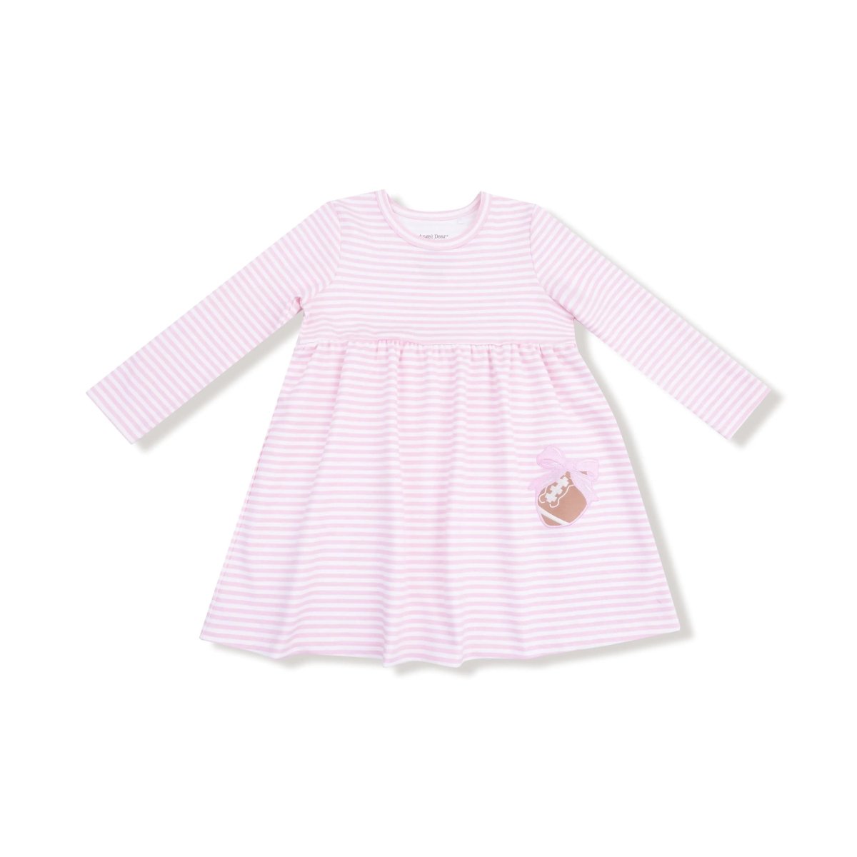 Angel Dear Long Sleeve Striped Play Dress With Football Bow Applique - Everetts Place Boutique - 