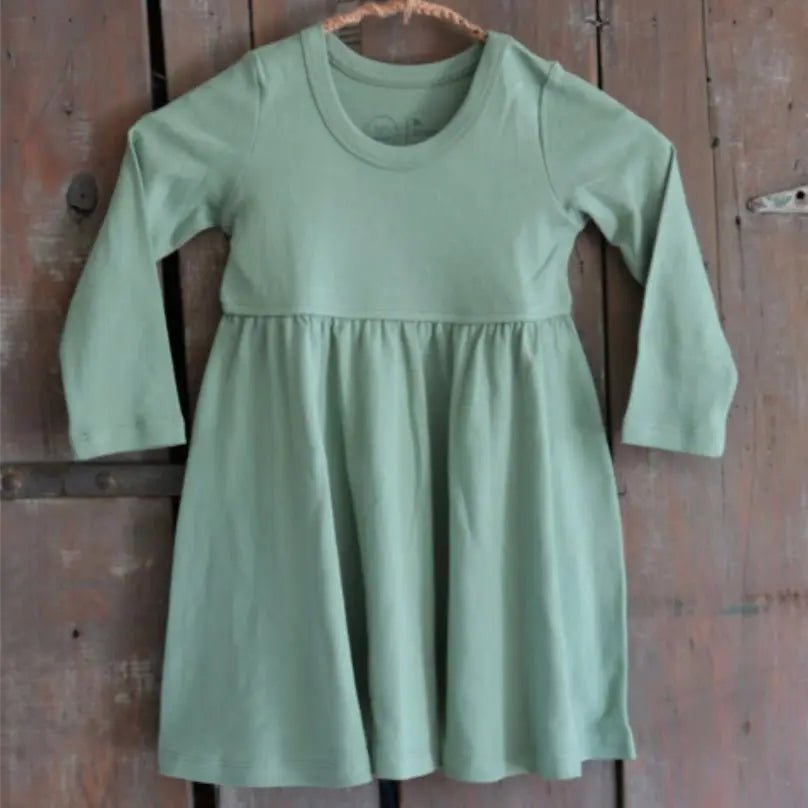 Finn + Emma long sleeve twirl dress | Basil Green - 