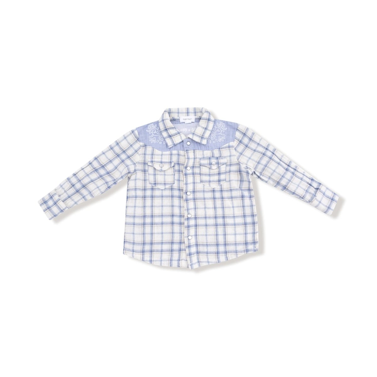 Angel Dear Long Sleeve Western Pearl Snap Shirt Organic Cotton Kids - Everetts Place Boutique - 