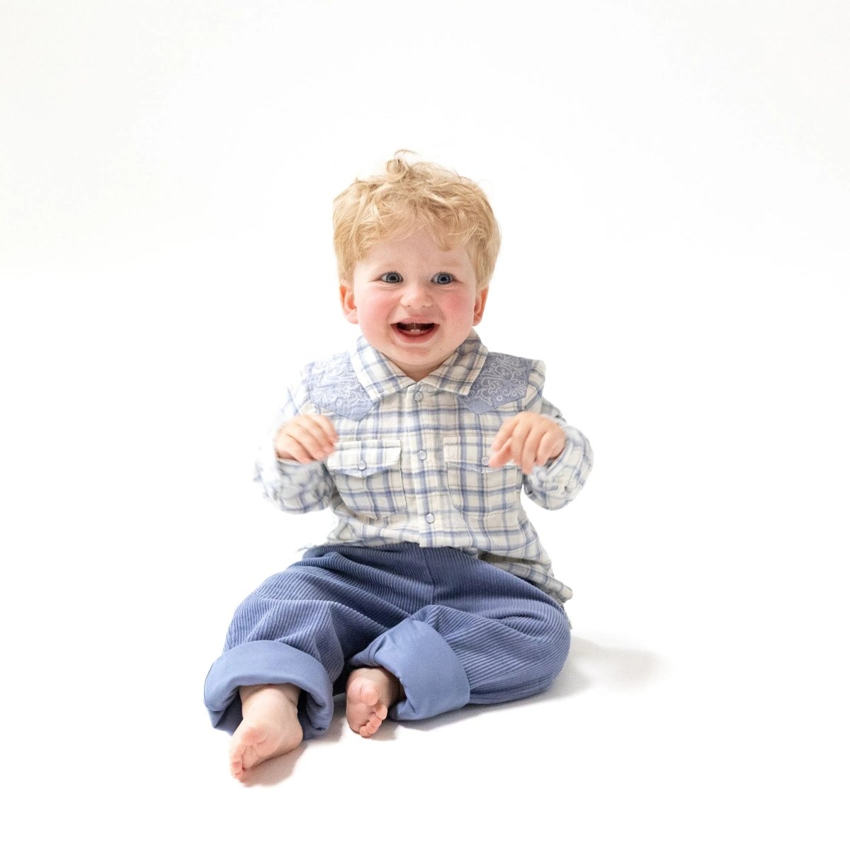 Angel Dear Long Sleeve Western Pearl Snap Shirt Organic Cotton Kids - Everetts Place Boutique - 