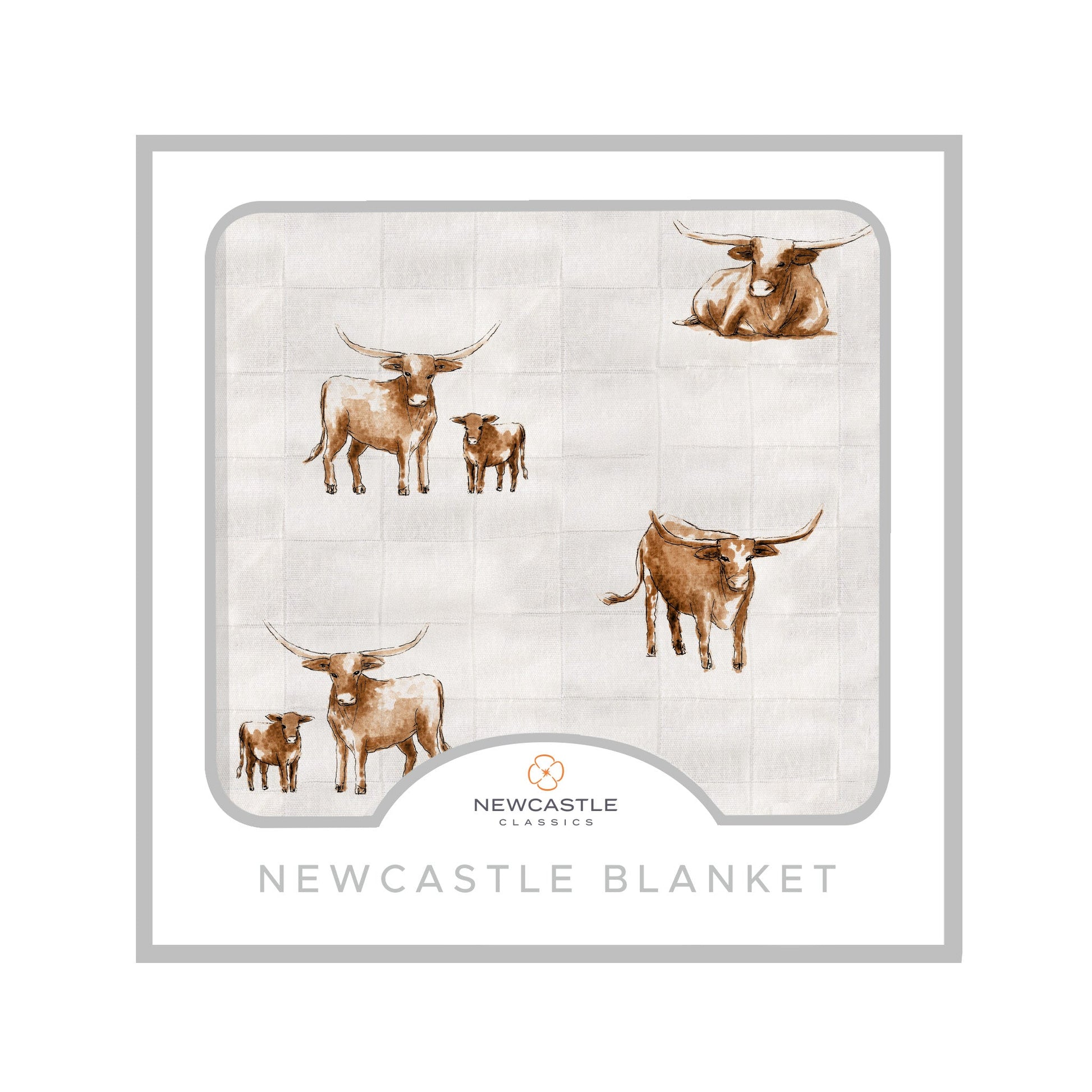 Longhorn Bamboo Newcastle Blanket For Kids 100 Percent Natural Muslin Soft Cozy And Breathable 47 Inch x 47 Inch Newcastle Classics