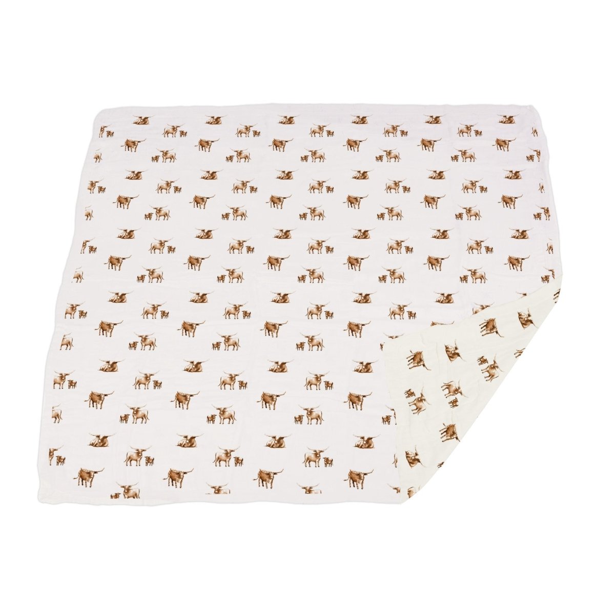 Newcastle Classics Longhorn Bamboo Newcastle Blanket with Natural Muslin for Cozy Kids - 