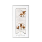Newcastle Classics Longhorn Swaddle Soft Bamboo Muslin Blanket for Modern Parents - 