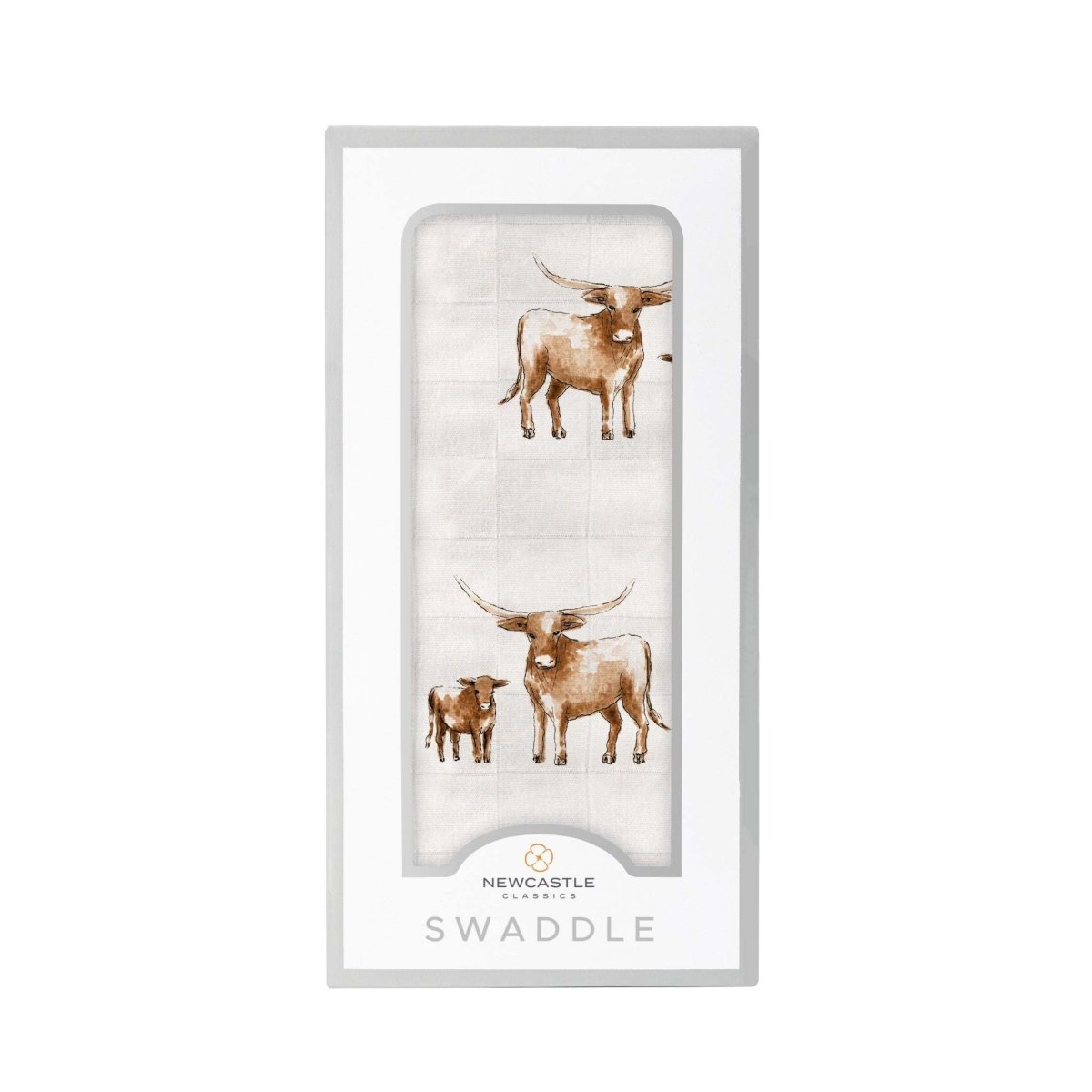 Newcastle Classics Longhorn Swaddle Soft Bamboo Muslin Blanket for Modern Parents - 