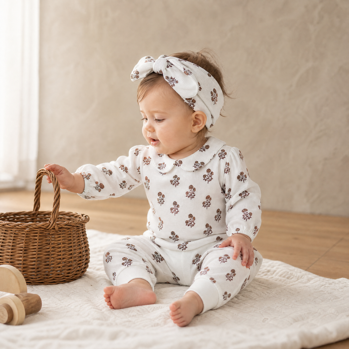 Organic Ruffle Collar Onesie & Pants Set - Loom by Makemake Organics