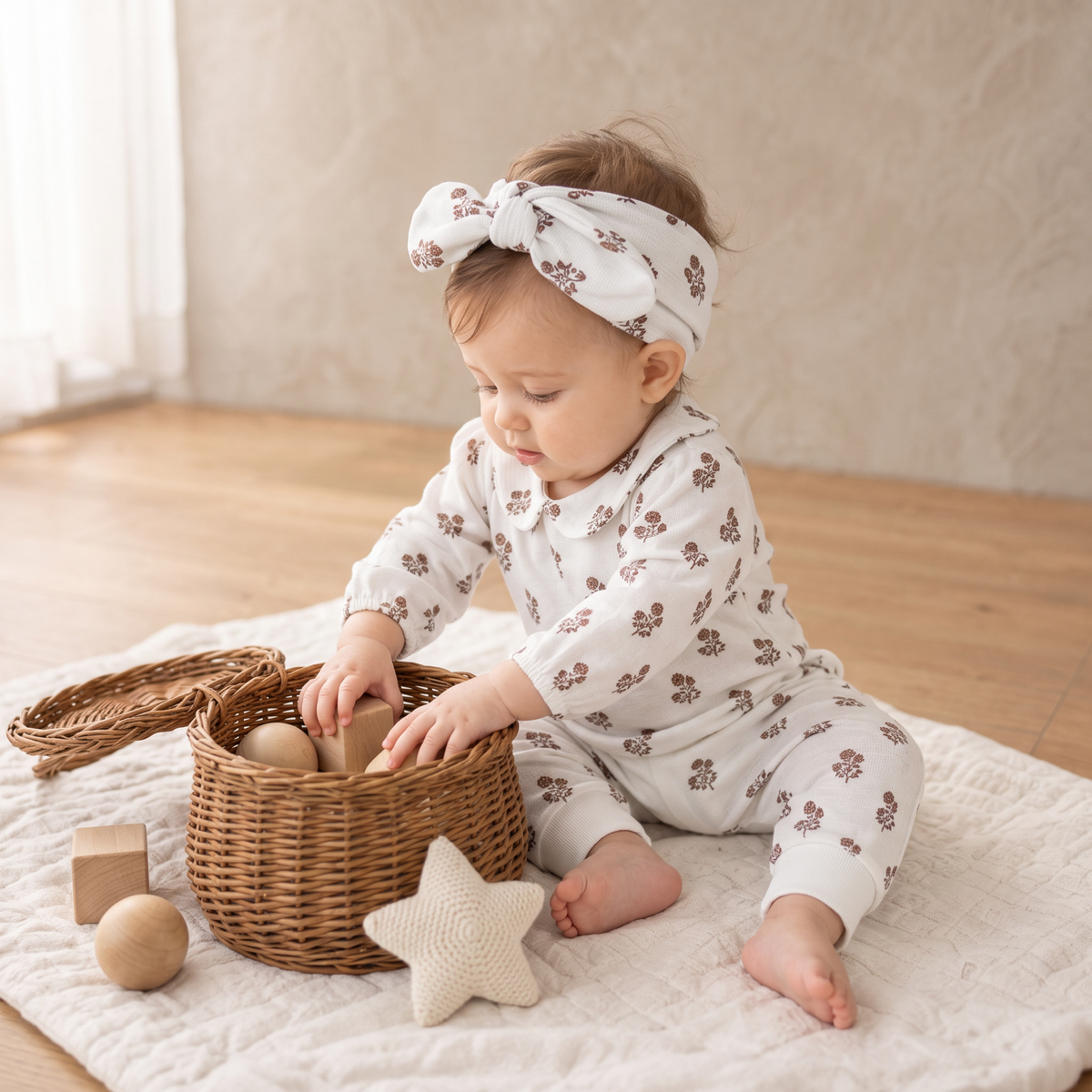 Organic Ruffle Collar Onesie & Pants Set - Loom by Makemake Organics