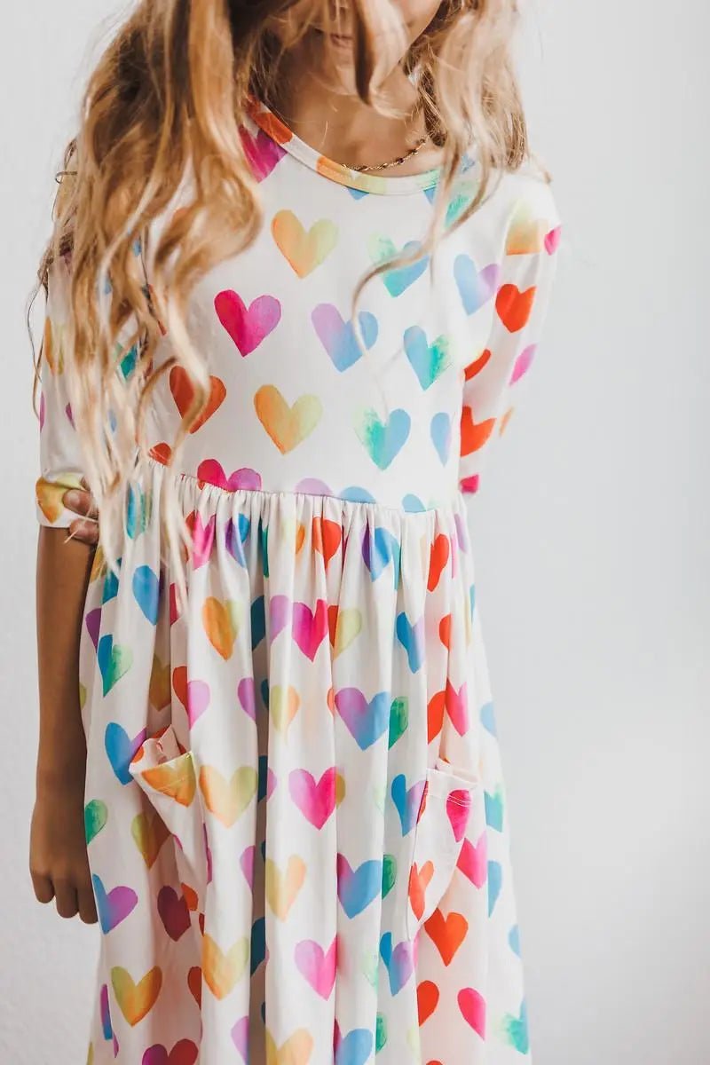 Mila & Rose ® Lotta Love 3/4 Sleeve Pocket Twirl Dress - 