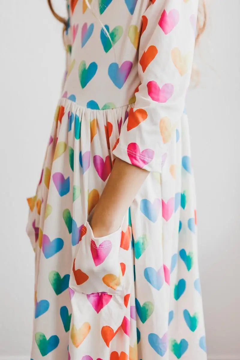 Mila & Rose ® Lotta Love 3/4 Sleeve Pocket Twirl Dress - 