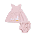 Angel Dear Lotus Flower Ducklings - Ruffle Sleeve Dress and Bloomer - 