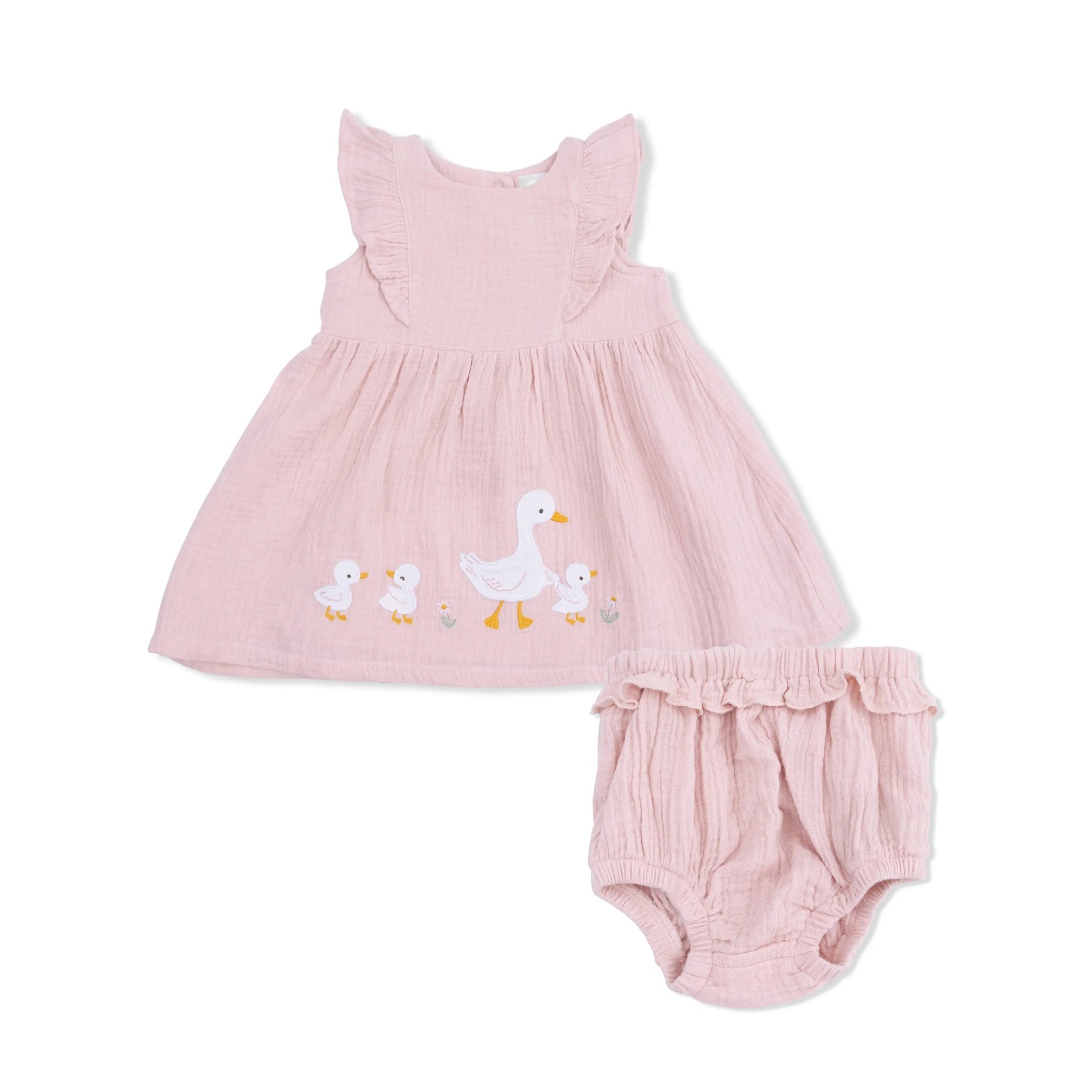 Angel Dear Lotus Flower Ducklings - Ruffle Sleeve Dress and Bloomer - 