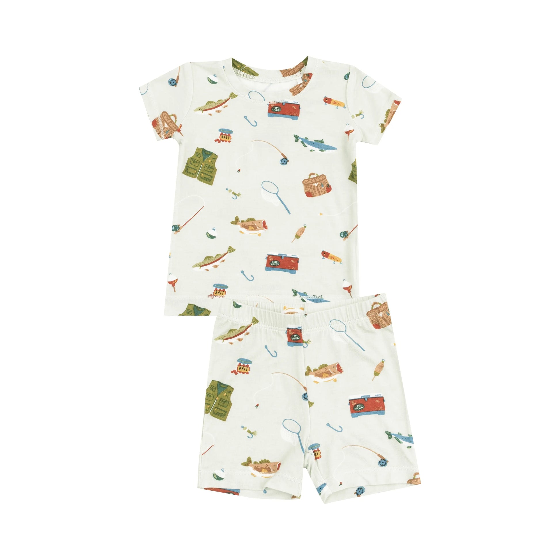 Loungewear Short Set Fishing Things Green.