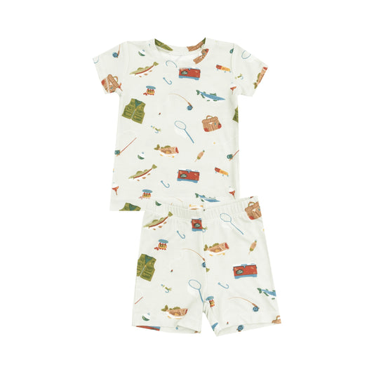 Loungewear Short Set Fishing Things Green.