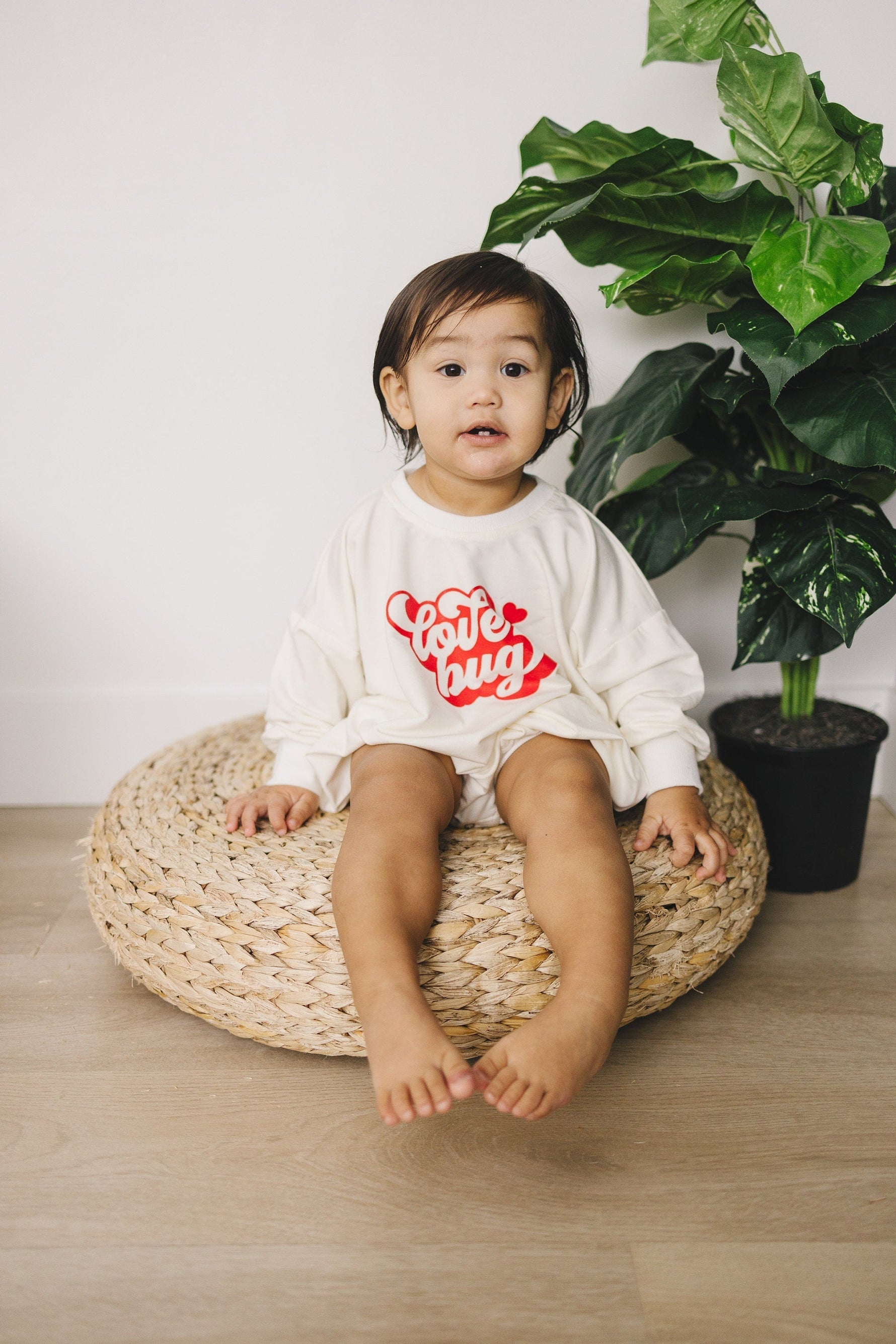 Little Joy Co. Love Bug Bamboo Sweatshirt Romper - 