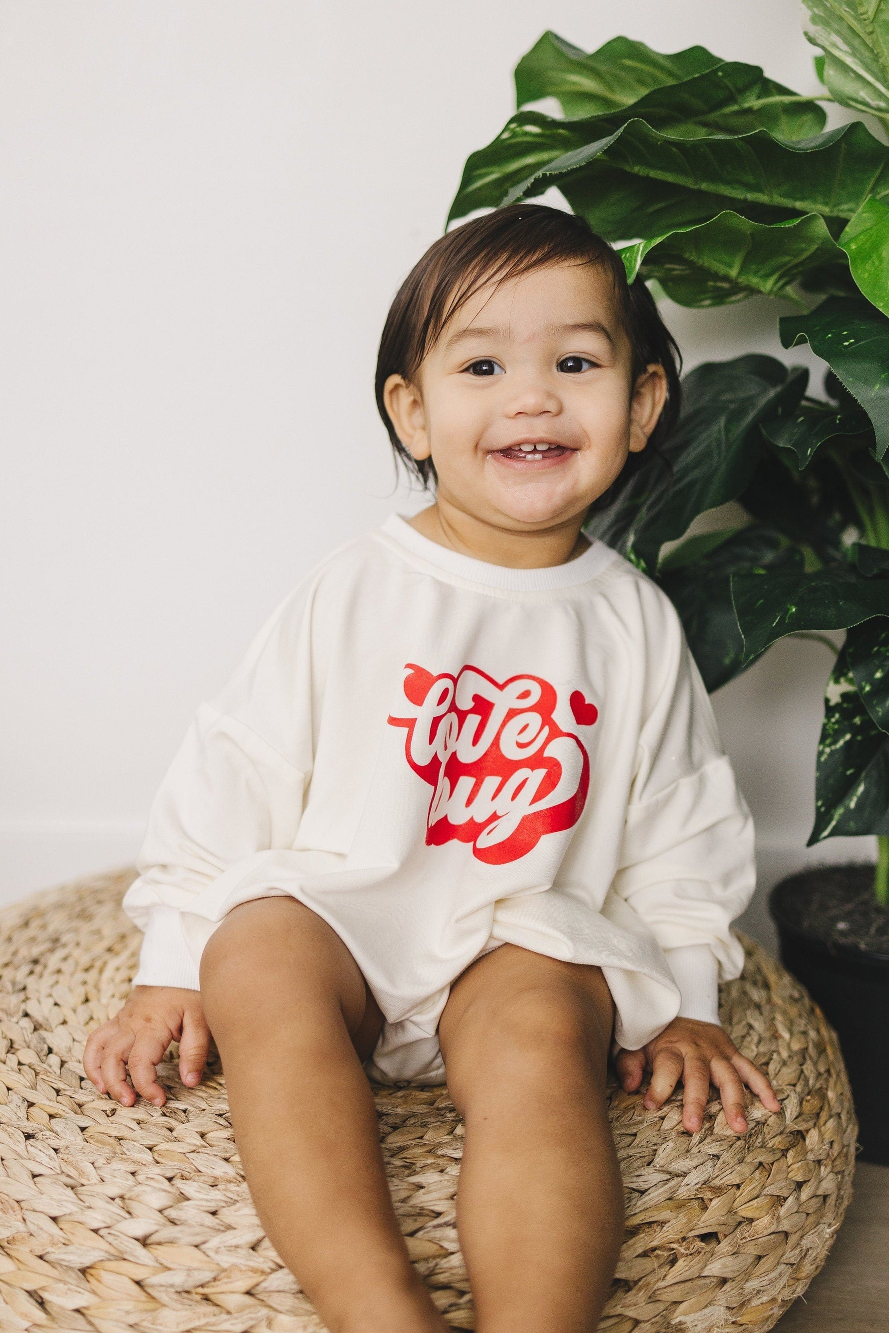 Little Joy Co. Love Bug Bamboo Sweatshirt Romper - 