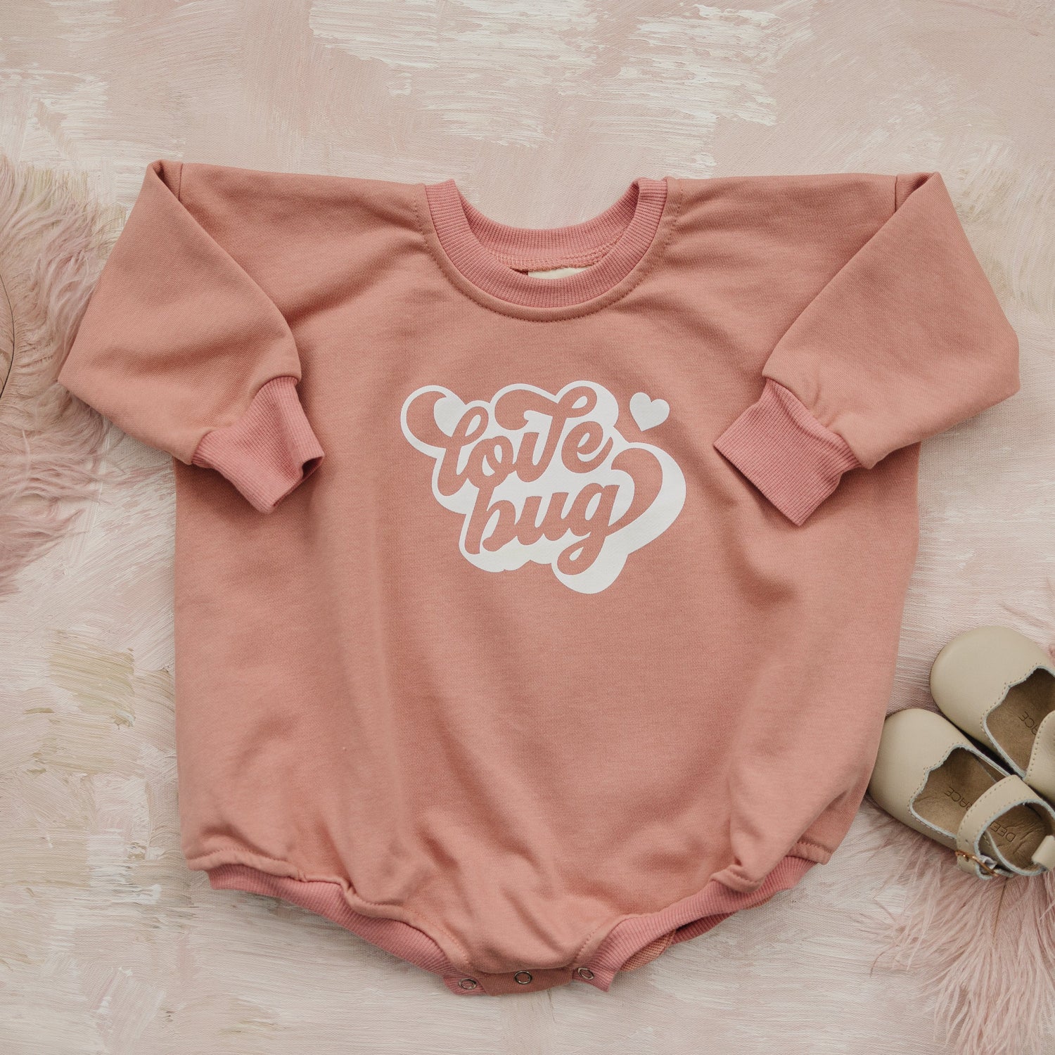 Little Joy Co. Love Bug Sweatshirt Romper - 