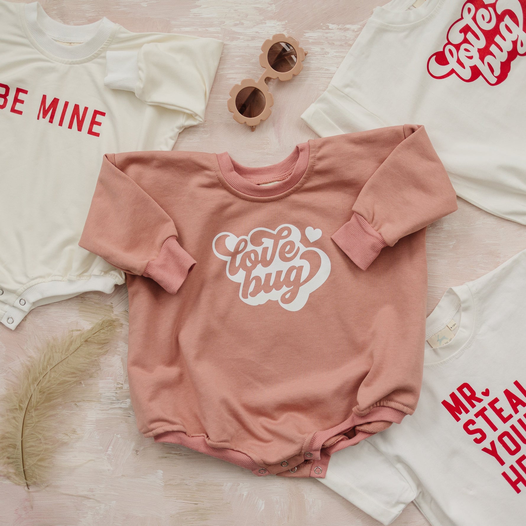 Little Joy Co. Love Bug Sweatshirt Romper - 