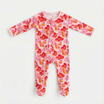 Bestaroo Love Hearts Baby Footie Pajamas With Two Way Zipper For Easy Diaper Change - 