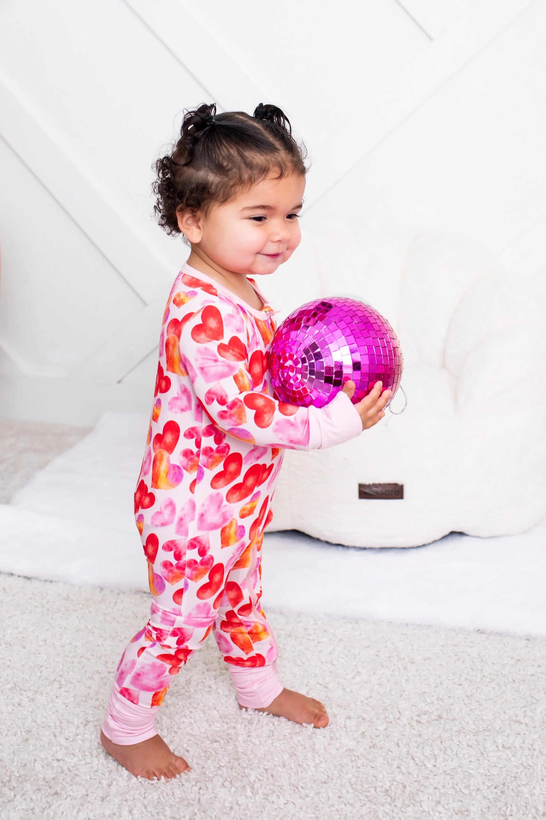 Bestaroo Love Hearts Convertible Coverall Bamboo Viscose Baby One Piece Grippy Feet - 