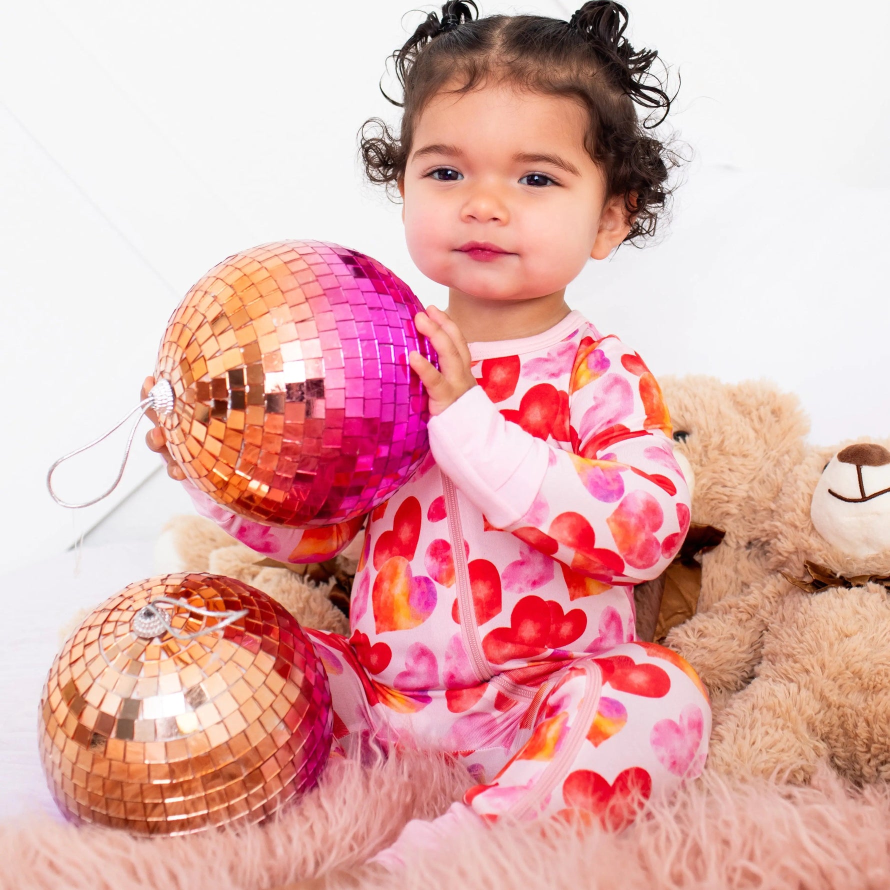 Bestaroo Love Hearts Convertible Coverall Bamboo Viscose Baby One Piece Grippy Feet - 