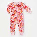 Bestaroo Love Hearts Convertible Coverall Bamboo Viscose Baby One Piece Grippy Feet - 