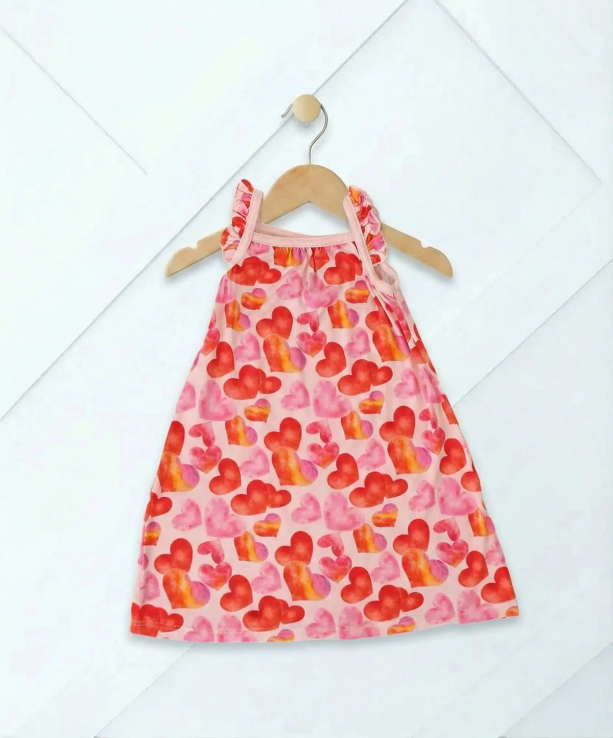 Bestaroo Love Hearts Flutter Sleeve Toddler Dress Bamboo Spandex Blend - 