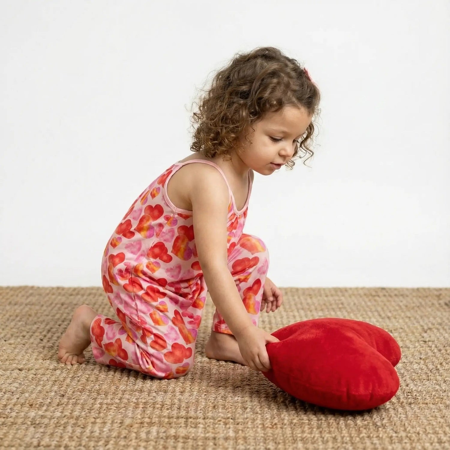 Bestaroo Love Hearts Jumpsuit For Toddlers With Pockets Soft Bamboo Fabric - 