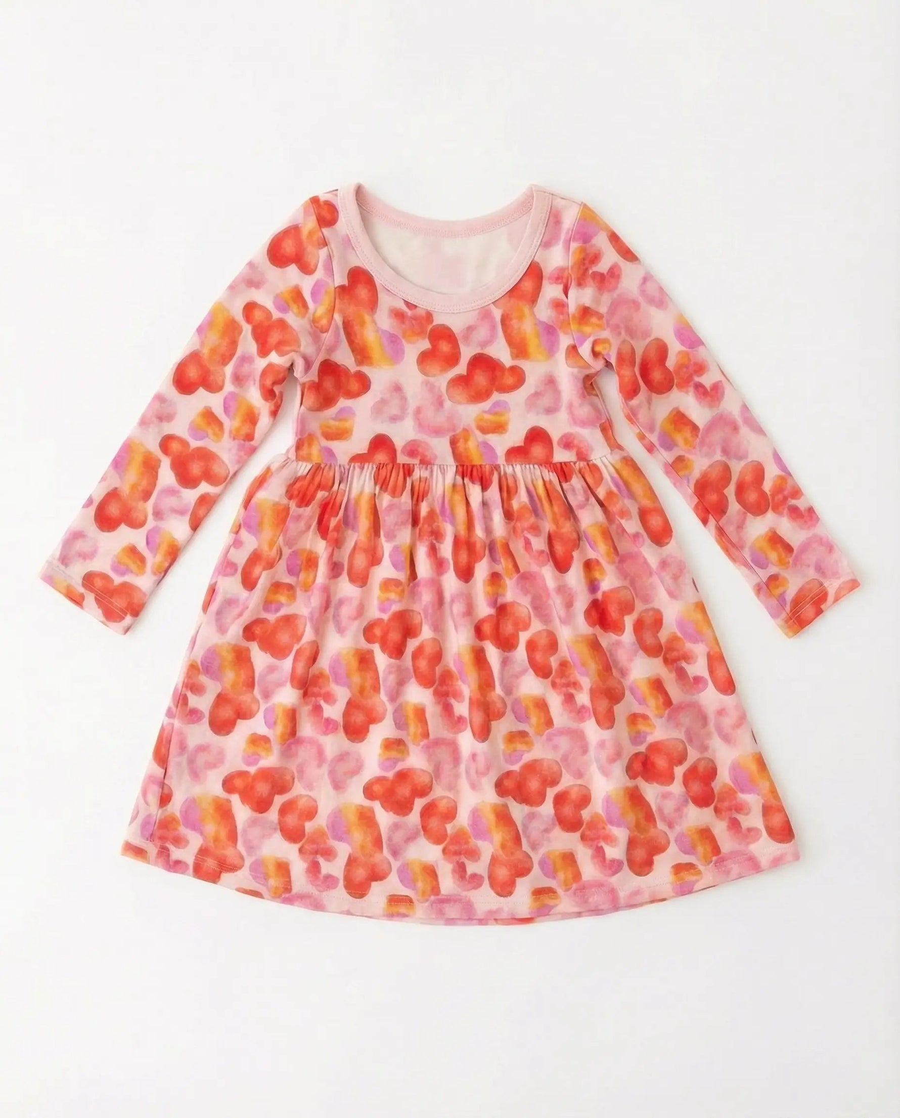 Bestaroo Love Hearts Long Sleeve Bamboo Dress For Toddlers Bestaroo - 