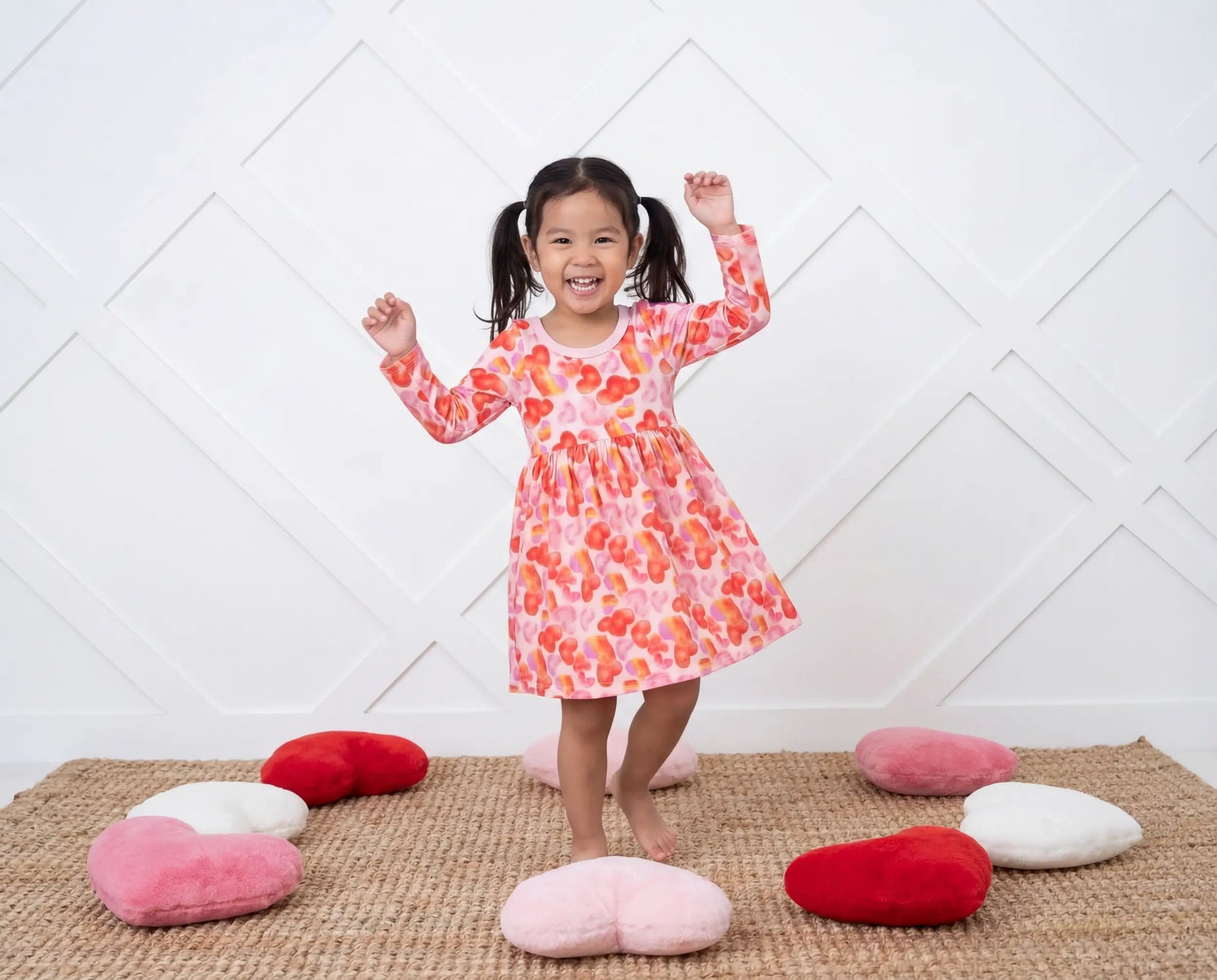 Bestaroo Love Hearts Long Sleeve Bamboo Dress For Toddlers Bestaroo - 