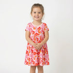 Bestaroo Love Hearts Short Sleeve Dress For Toddlers Silky Bamboo Fabric - 