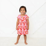 Bestaroo Love Hearts Short Sleeve Dress For Toddlers Silky Bamboo Fabric - 