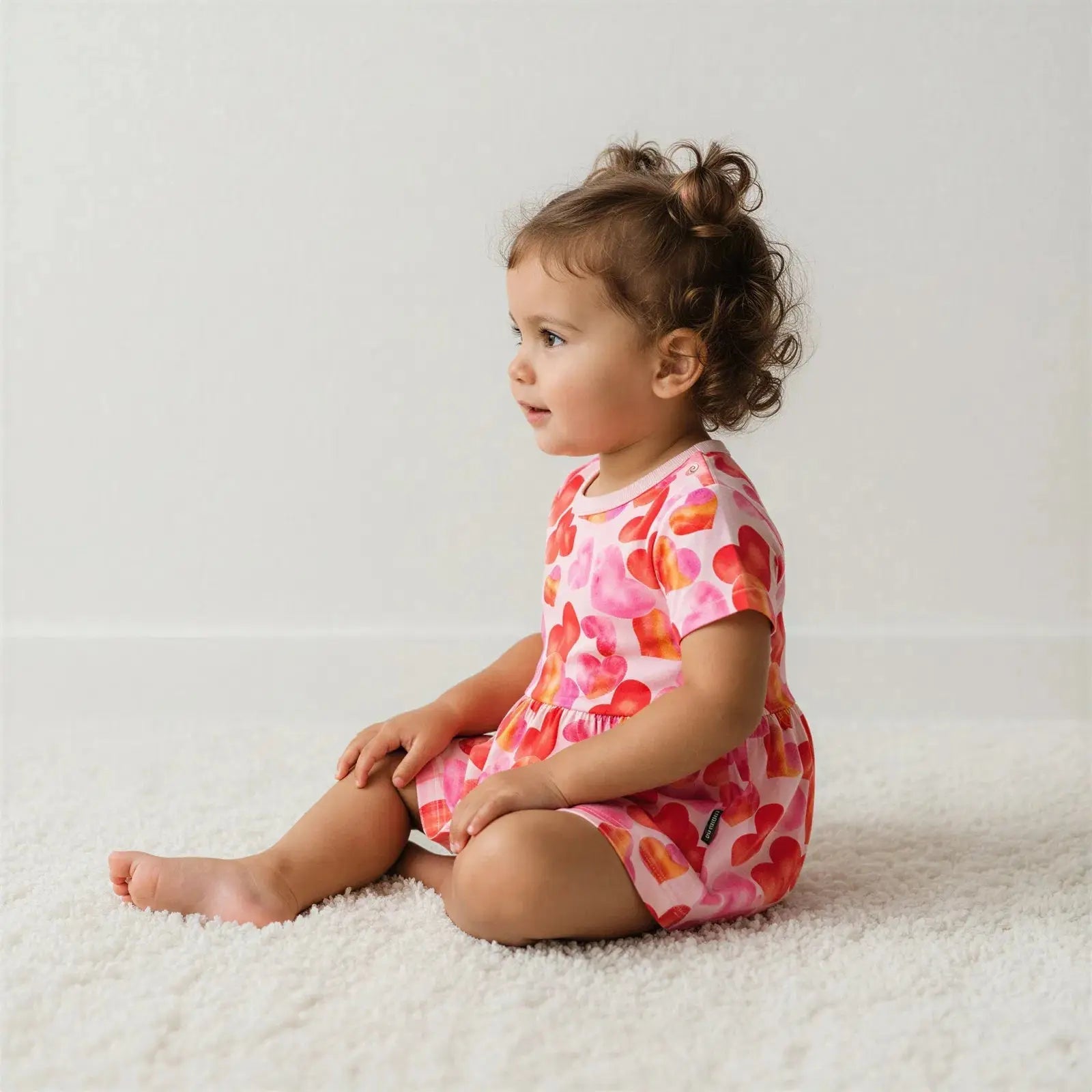 Bestaroo Love Hearts Ultra Soft Bamboo Bodysuit Dress With Snaps For Baby - 