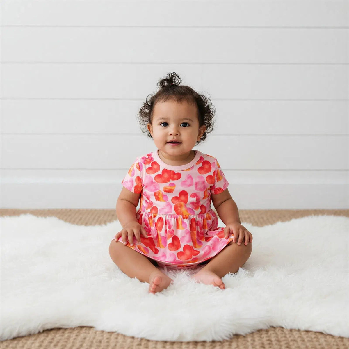 Bestaroo Love Hearts Ultra Soft Bamboo Bodysuit Dress With Snaps For Baby - 