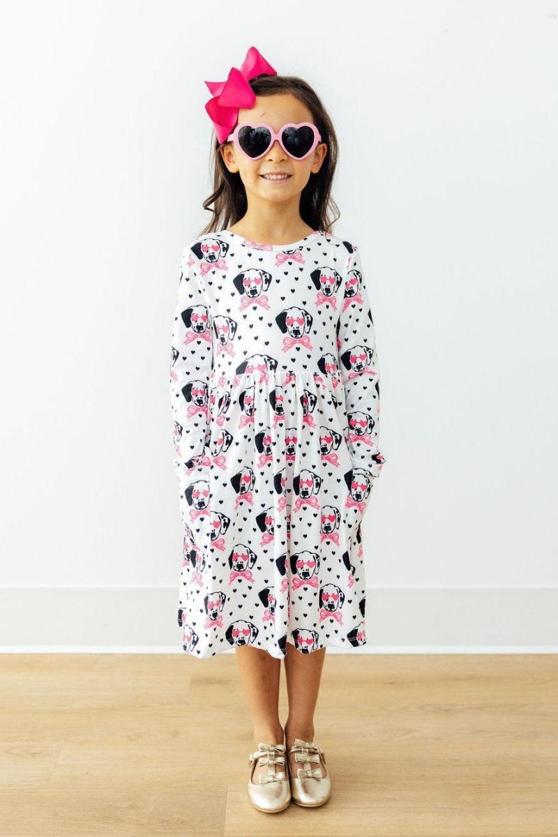 Mila & Rose ® Love You Spots L/S Pocket Twirl Dress - 