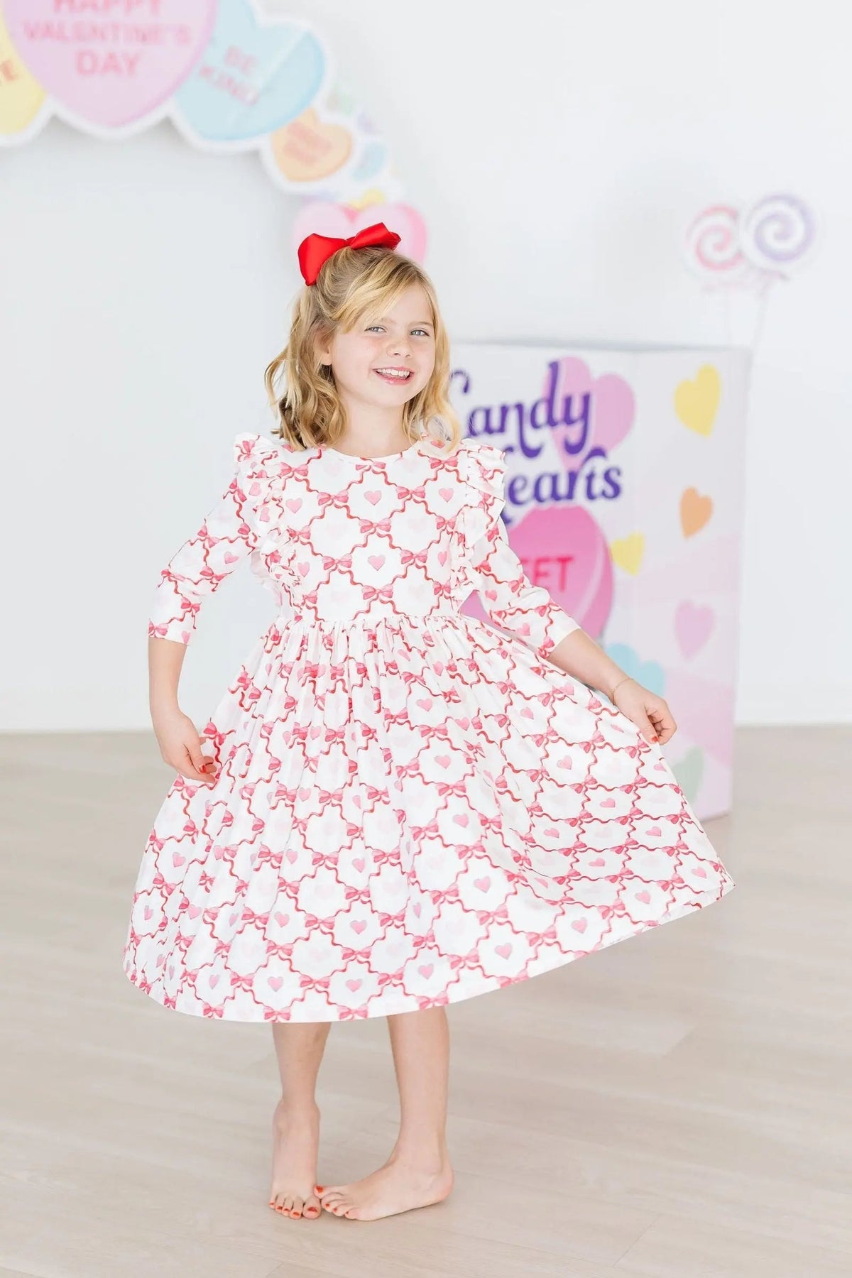 Mila & Rose ® Lovebug 3/4 Sleeve Ruffle Twirl Dress - 