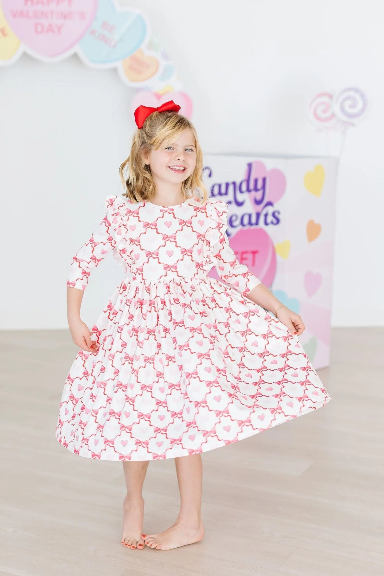 Mila & Rose ® Lovebug 3/4 Sleeve Ruffle Twirl Dress - 