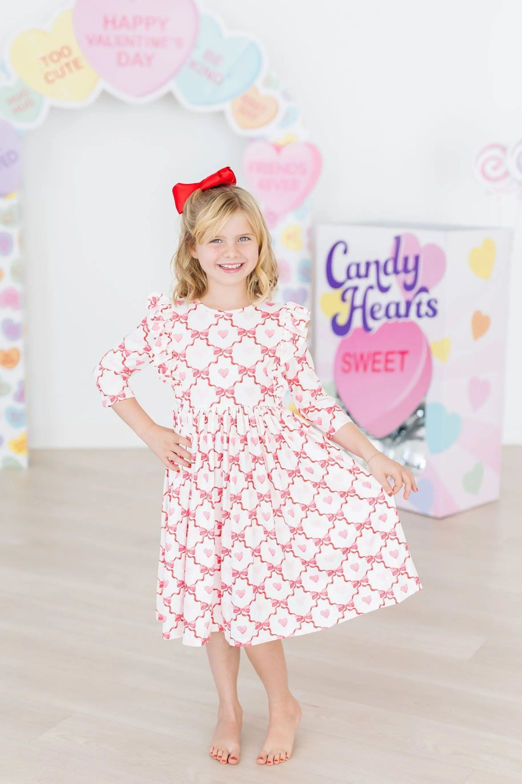 Mila & Rose ® Lovebug 3/4 Sleeve Ruffle Twirl Dress - 
