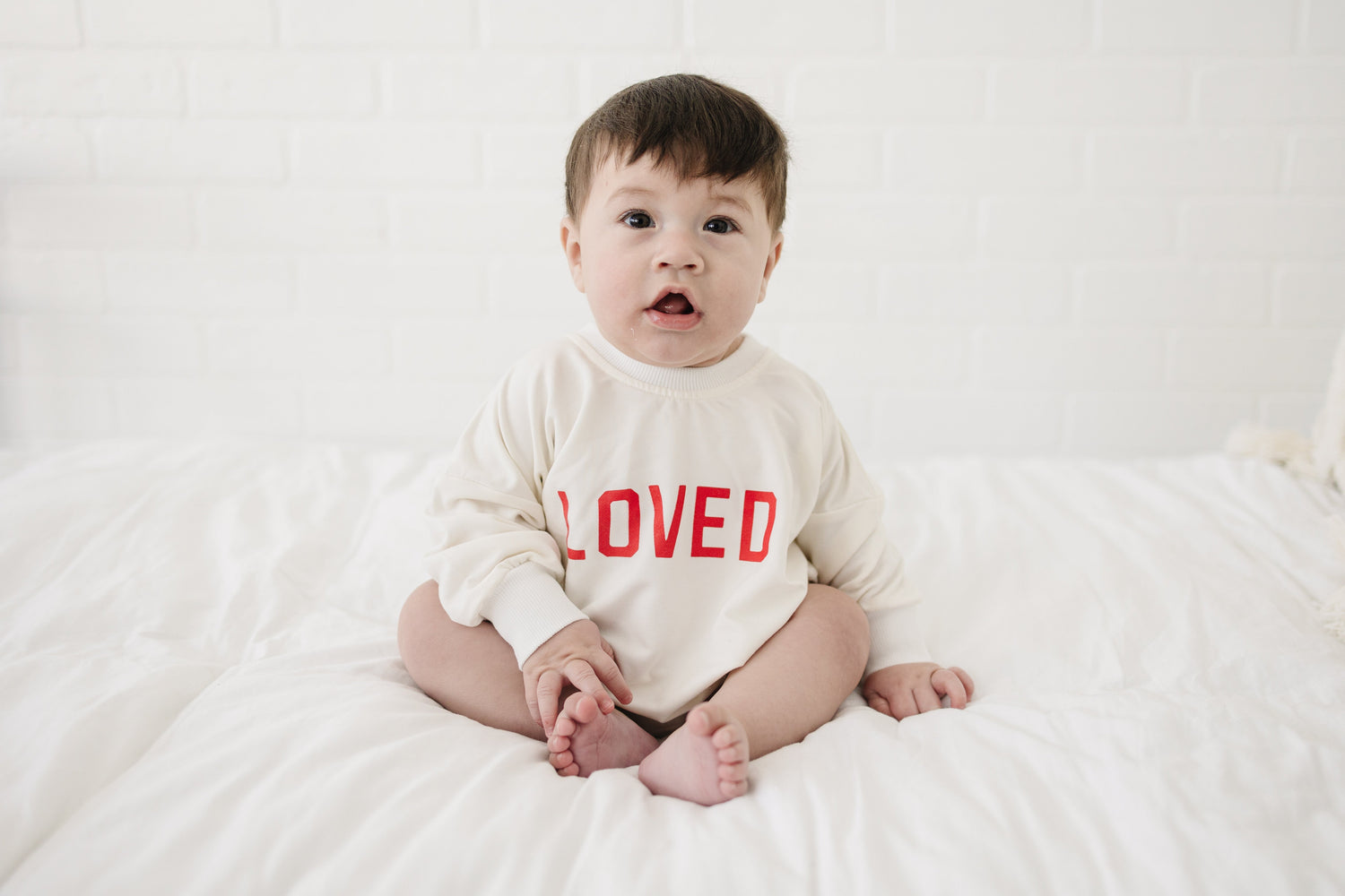 Little Joy Co. Loved Bamboo Sweatshirt Romper - 