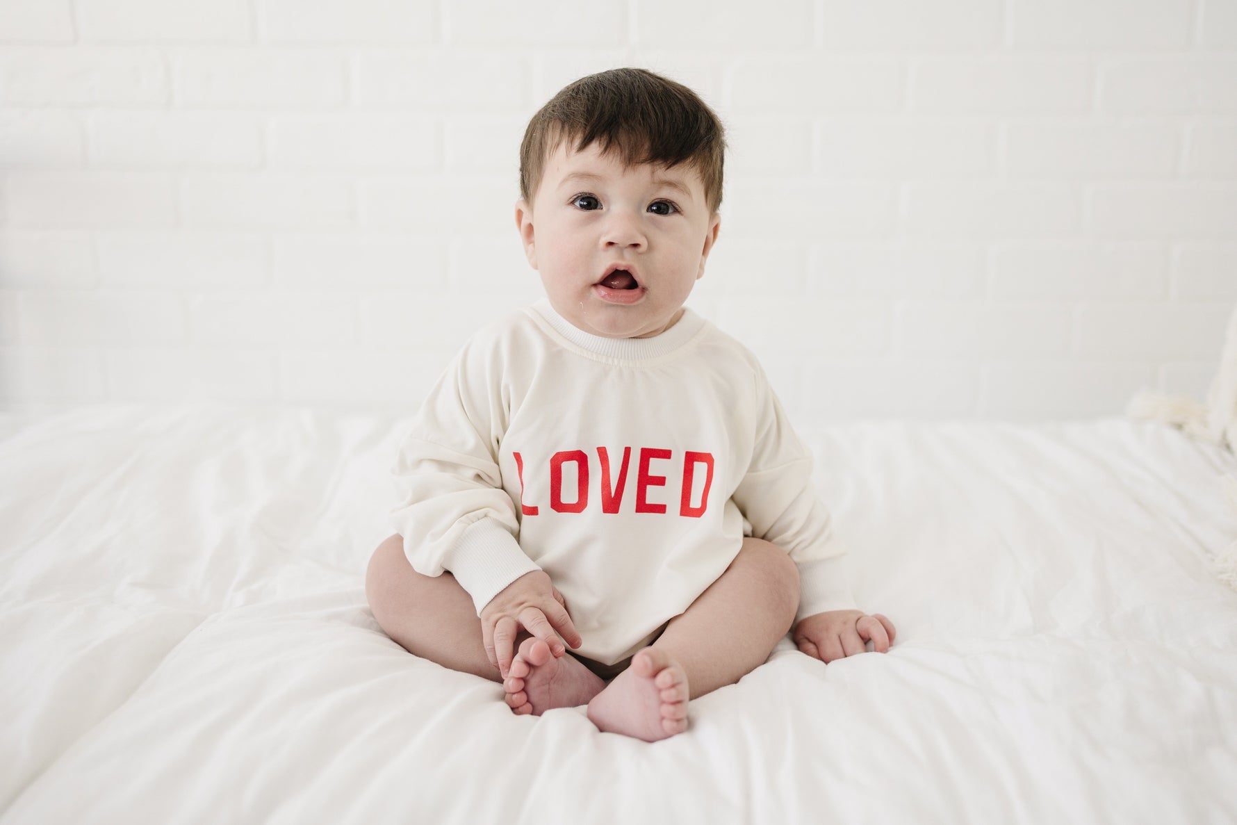 Little Joy Co. Loved Bamboo Sweatshirt Romper - 